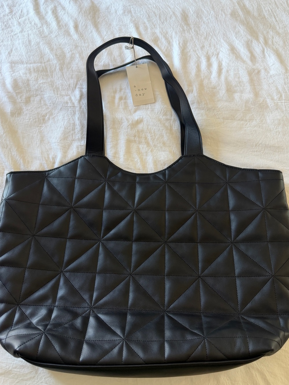 a new day Black Quilted Geometric Tote NWT